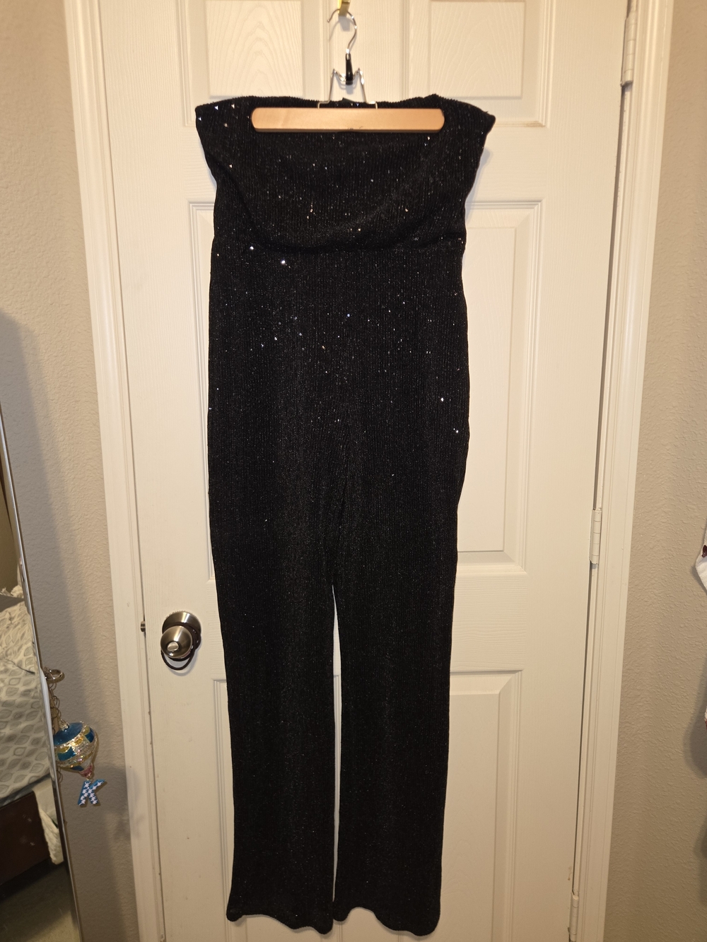 wild fable Black Strapless Sequin Jumpsuit